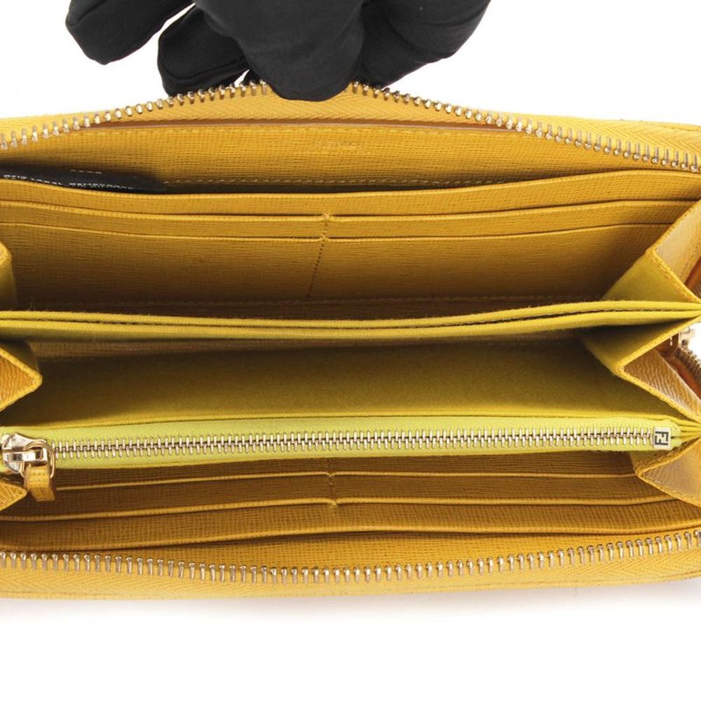 Pre Loved Fendi Yellow Leather Long Wallet in AB Condition - Picture 8 of 10